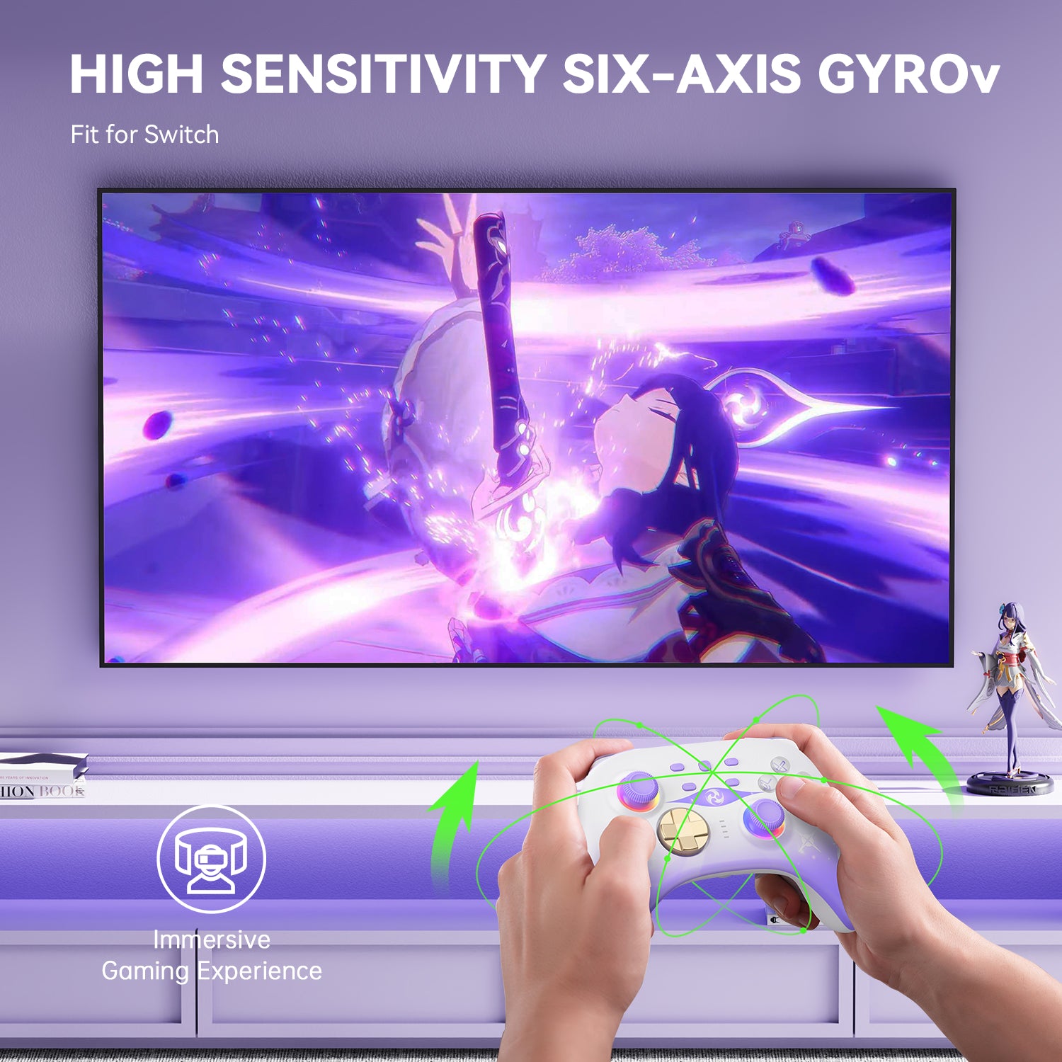 Wireless Game Controller with Hall Effect Joysticks Triggers(No Drift), Bluetooth Gamepad for Nintendo Switch, Windows PC iOS Android Steam with Headphones Jack/Programmable/Turbo/Wakeup Purpel Wireless Game Controller with Hall Effect Joysticks Triggers(No Drift), Bluetooth Gamepad for Nintendo Switch, Windows PC iOS Android Steam with Headphones Jack/Programmable/Turbo/Wakeup Purpel